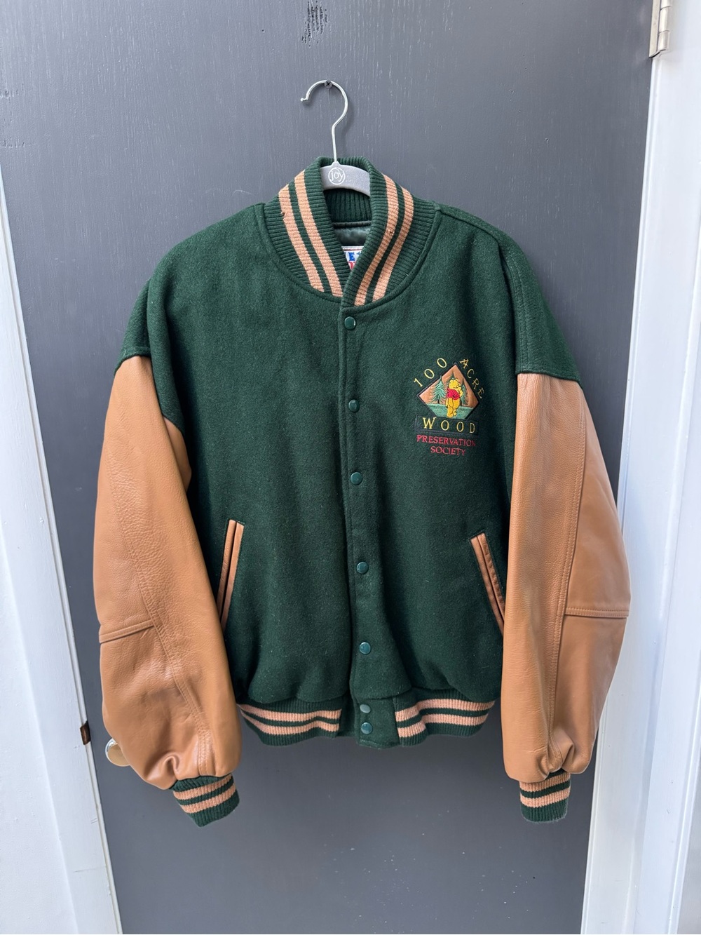 Disney Studios 100 Acre Wood Preservation Society Bomber Jacket Size Medium